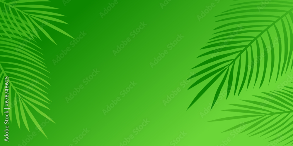 Green nature background with palm leaves