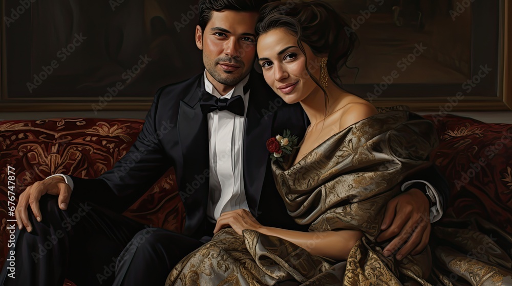 portrait of wealthy Turkish couple