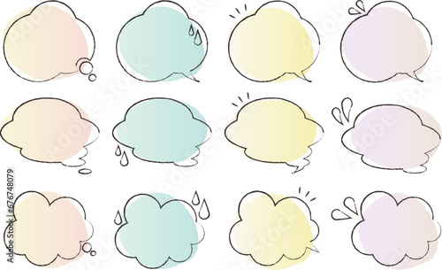 カラフルでシンプルな感情表現吹き出しセット