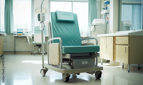 Hospital Room with Chair and Medical Equipment