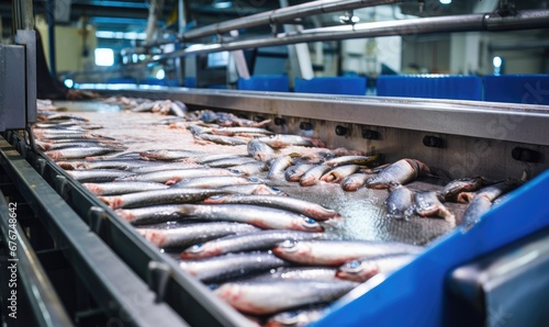 A Sea of Fish on a Moving Conveyor Belt