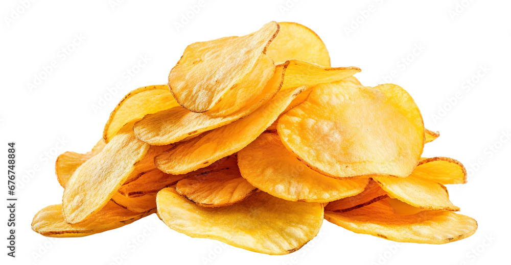 Delicious potato chips, cut out Delicious potato chips, cut out