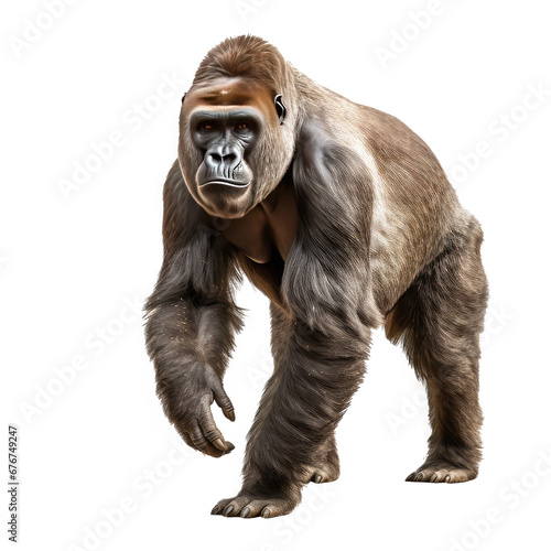 gorilla looking isolated on white © Tidarat