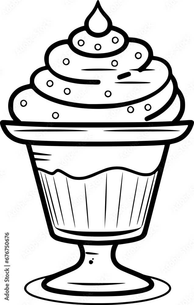 outline illustration of ice cream in the glass for coloring page outline illustration of ice cream in the glass for coloring page