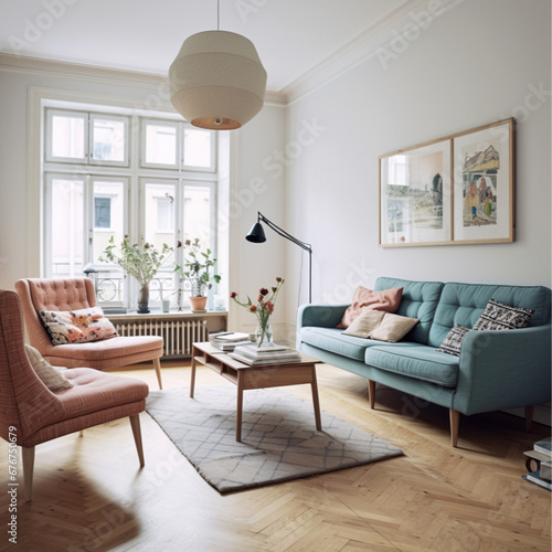 salon with a scandinavian style sofas