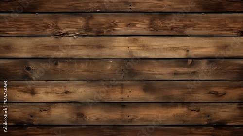 Close-up of high-resolution, hyper-realistic wooden boards showcasing fine details, sharp-focus grain patterns, and rustic brown color. Ideal for interior design and construction