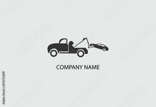 Black and white Tow and roadside assistance icon design