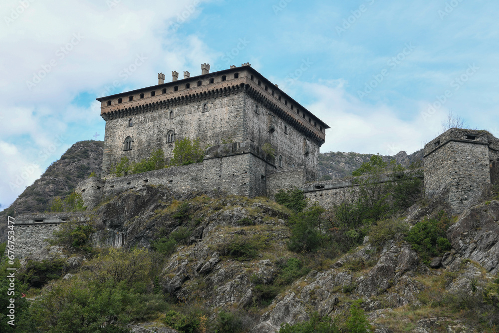 View at the castle of Verres in Aosta velley, Italy