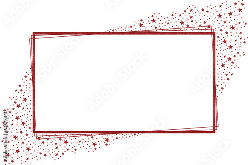 Red Square retangle Frame with Red Sparkle Glitter Stars 14