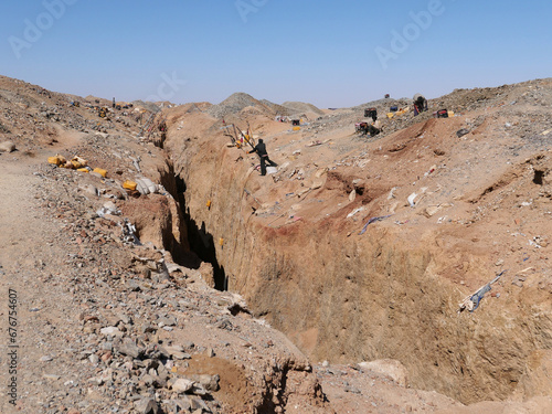 Artisanal miners digging for gold in the Inchiri desert, Mauritania. Safety conditions for workers are often awful.