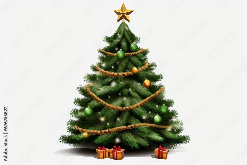 Festive Christmas Tree with Sparkling Decorations and Gifts Festive Christmas Tree with Sparkling Decorations and Gifts