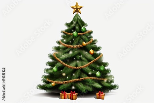 Festive Christmas Tree with Sparkling Decorations and Gifts © esp2k