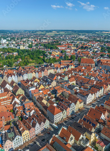 Ausblick auf die Altstadt von Landshut, Bezirkshauptstadt von Niederbayern