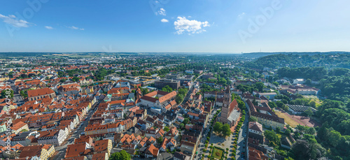 Die Landshuter Altstadt von oben, Blick über die östliche Innenstadt zum Stadtteil Freyung