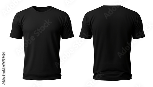 Black T-shirt Mockup, Front and back view, Transparent background, PNG file. Template for graphic design