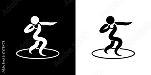 Pictogrammes représentant la compétition du lancer de poids, une des disciplines des sports d’athlétisme.