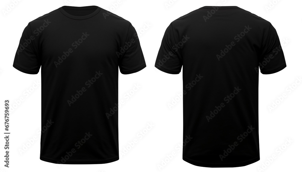 Black T-shirt Mockup, Front and back view, Transparent background, PNG ...