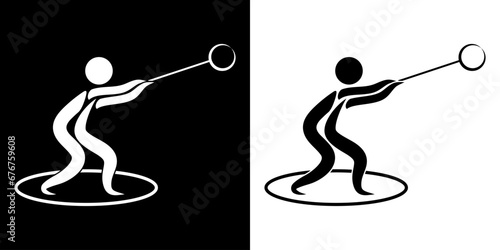 Pictogrammes représentant la compétition du lancer du marteau, une des disciplines des sports d’athlétisme.