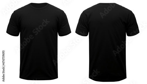 Black T-shirt Mockup, Front and back view, Transparent background, PNG file. Template for graphic design