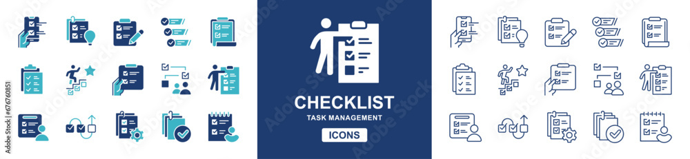 project to-do task checklist progress icon set clipboard checkmark business document tasklist priority management vector symbol illustration for web and app template design - obrazy, fototapety, plakaty 