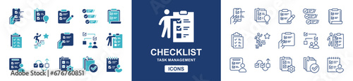 project to-do task checklist progress icon set clipboard checkmark business document tasklist priority management vector symbol illustration for web and app template design