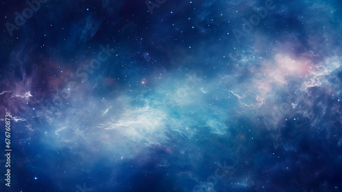 Glowing blue Nebula in space, abstract background