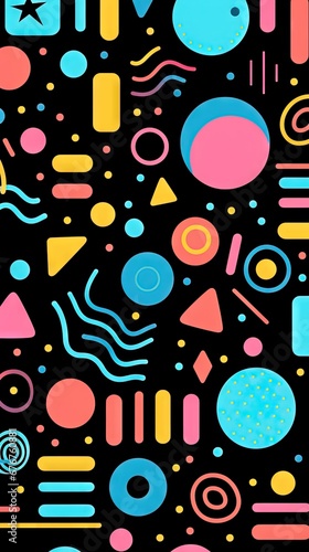 A Cute and fun children s cartoon abstract minimalist doodle with lines and geometric shapes. Trendy colorful simple background  wallpaper texture design for kids. Generative AI  AI