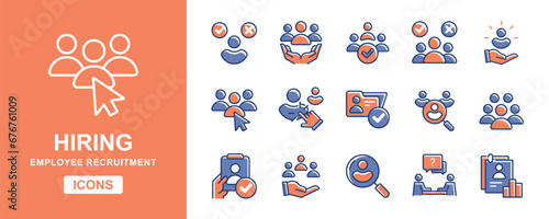 collection of hiring recruitment icons set. Headhunting job interview human resource recruitment icons vector illustration for web and app