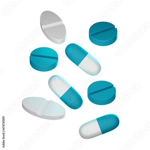 Pill Capsule Medicine 3D Illustration Icons Medical Health Hospital
