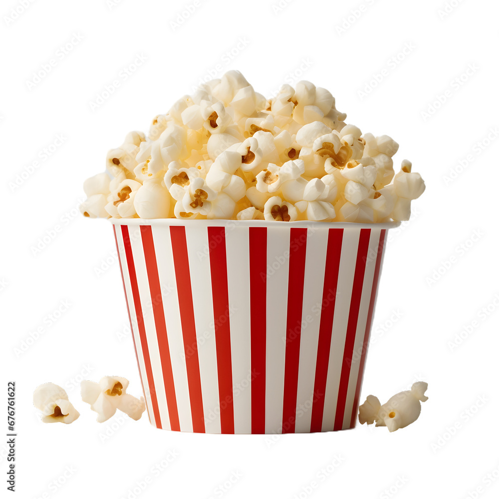 popcorn on paper cup with transparent background popcorn on paper cup with transparent background