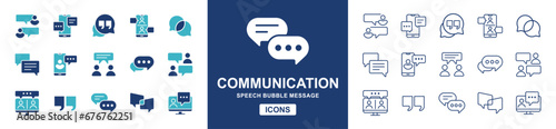 bubble speak communication icon set. Social discussion message box chatting dialogue vector illustration for web and app