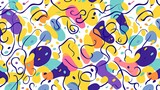 Fun and cute abstract minimalist doodle with lines and geometric shapes. Trendy colorful simple background, wallpaper design for kids. Generative AI, AI