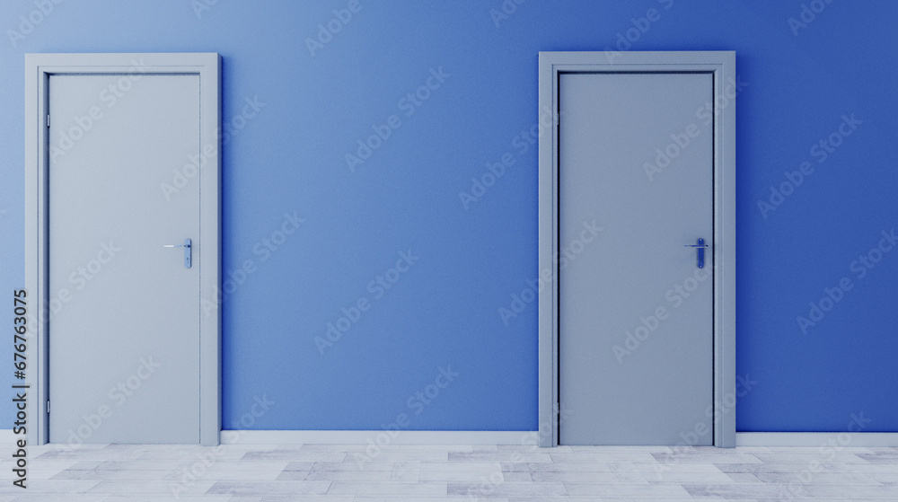 Closed doors in a modern office. 3D rendering Closed doors in a modern office. 3D rendering