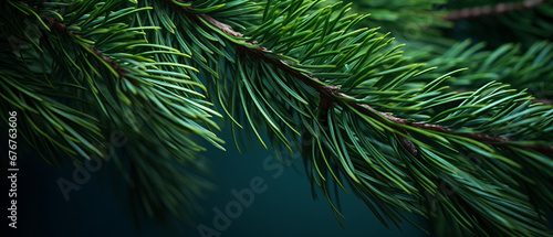 A Captivating Macro View of a Fir Tree Branch  Illuminating the Delicate Details and Sublime Elegance of the Evergreen Wonder