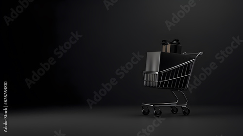 Shopaholic online shopping. Black friday sale promotion background