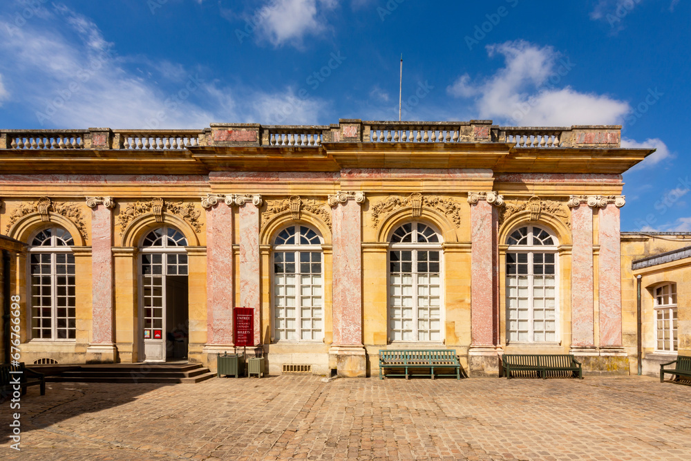 Grand Trianon palace in Versailles park outside Paris, France