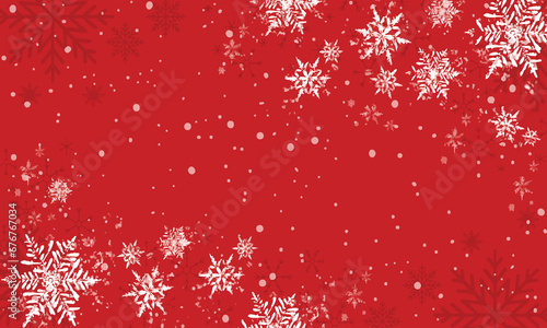 Frame with snowflakes on a snowy red gradient background. web and print design. Seamless pattern. Vector illustration. Christmas and New Year design