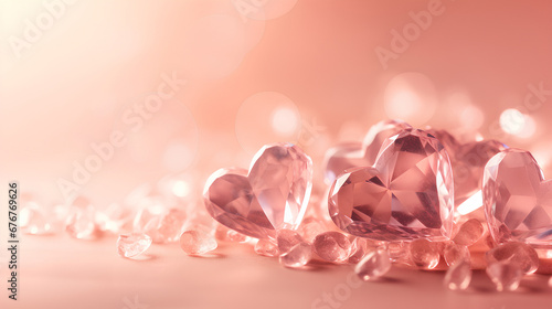 Abstract background with crystal hearts. Valentine s day background