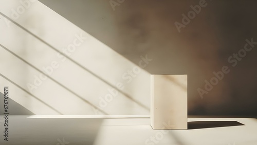 Light and shadow on the wall with podium