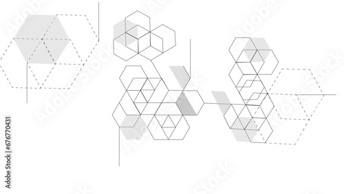 white background hexagon geometric pattern abstract elements design. Concept engineer, medical, technology, science, data security. 