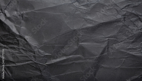 black crumpled paper texture blank dark background with creases generative ai photo