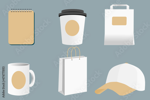 Vector packaging and souvenir set. Blank business corporate identity templates or gifts. Promotional Mock up.