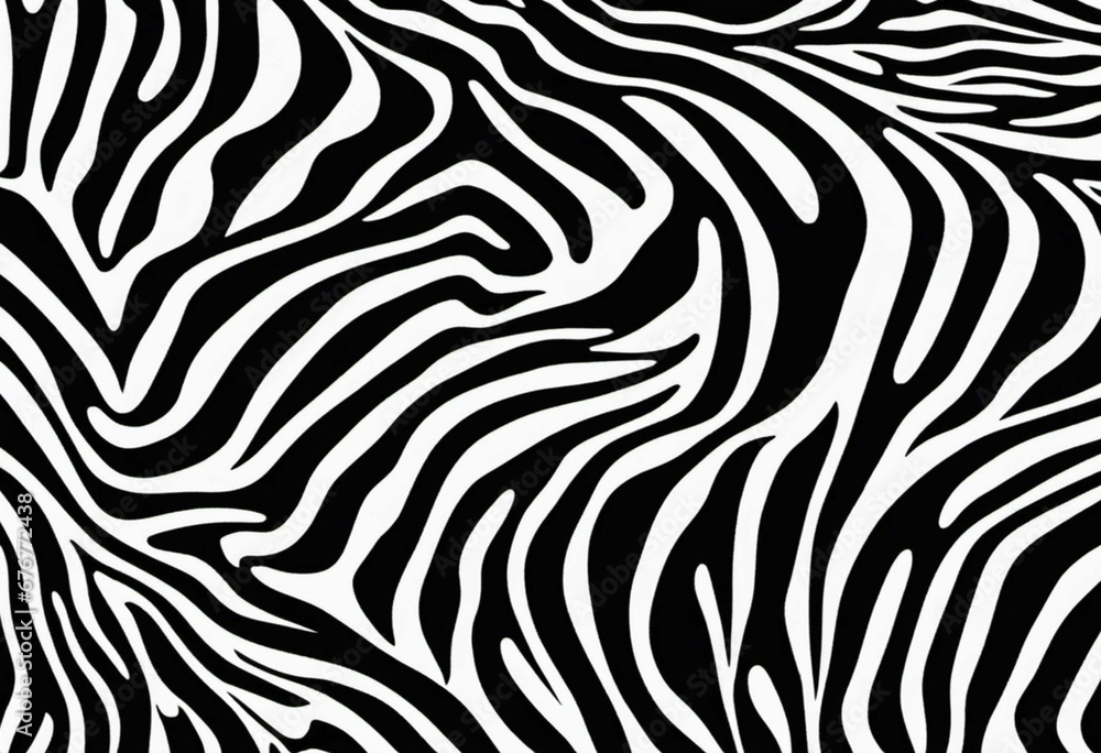 AI illustration of a bold and stylish black and white zebra pattern on the wall