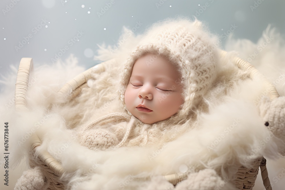 Portrait of a newborn baby, captured in a tender and timeless moment. Generative AI Portrait of a newborn baby, captured in a tender and timeless moment. Generative AI
