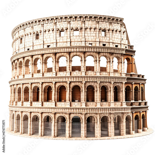 Roman Colosseum, transparent background, isolated image, generative AI
 photo