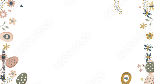 Frame made of elements for Easter. Traditional Easter elements. Vector illustration. Traditional easter ornament. Happy easter. Hand-drawn. Vector illustration.