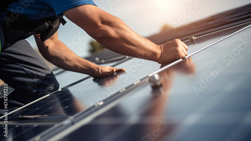 a technician adjusting the angle of solar panels to maximize exposure to sunlight. This prompt emphasizes the importance of proper positioning for optimal energy efficiency.