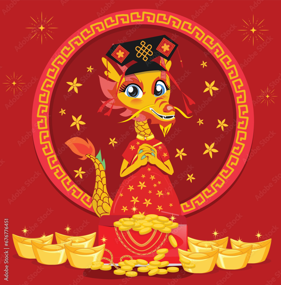 happy chinese new year 2024, year of the dragon, 
happy new year illustration for posters, cards, calendars, signs, 
banners, websites, public relations and other designs