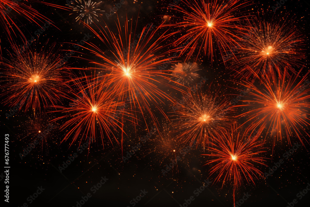 Naklejka premium Fireworks on a dark background, spectacular backdrops.