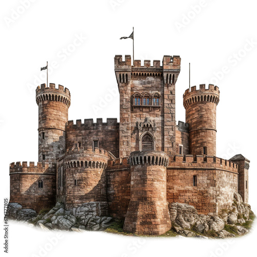 Medieval Castle, transparent background, isolated image, generative AI
 photo